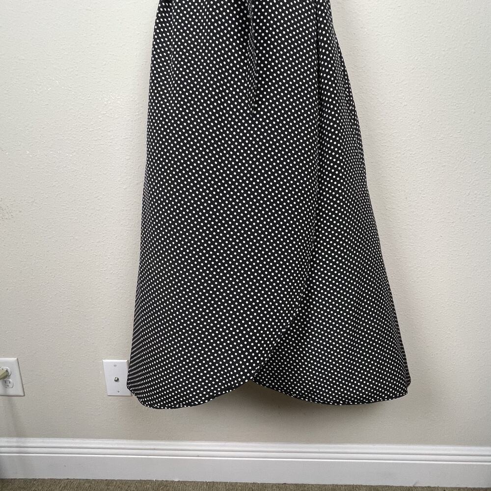 AYR Silk faux wrap Black and White Polka Dot Midi Dress - Picture 4 of 14